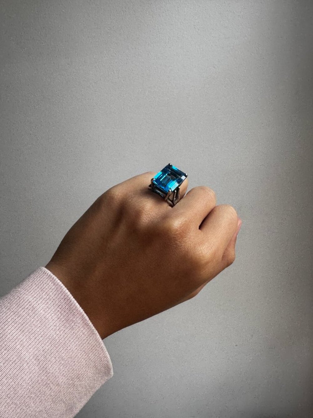 Vintage Blue Topaz Sterling Silver Ring 6.75